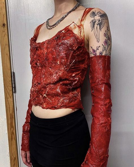 Gore Clothes, Flesh Fashion, Gore Fashion, Blood Costume, Blood Outfit, Most Creative Halloween Costumes, Halloween Costumes 2022, Halloween This Year, Creative Halloween Costumes