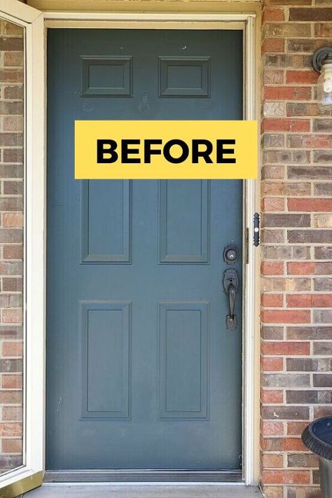 Front Door Window Insert, Front Door Inserts Ideas, Change Front Door Glass Insert, Front Door Transformation Diy, Plain Front Door Makeover, How To Change Glass In Front Door, Change Glass In Front Door, Window Makeover Diy, Update Front Door Diy