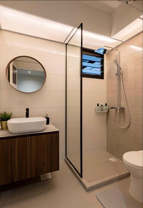 Cr Ideas Small Spaces, Minimalist Toilets, Small Space Bathroom Design, Small Bathroom Wallpaper, Small Bathroom With Shower, Minimalist Bathroom Design, Small Bathroom Interior, Small Space Bathroom, Bathroom Inspiration Modern