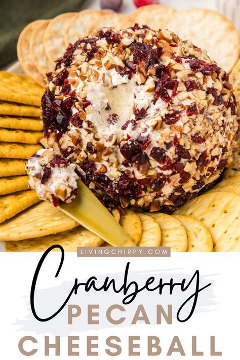 Cranberry Pecan Cheeseball Cranberry Pecan Cheeseball, Cranberry Cheese Ball Recipes, Cranberry Cheeseball, Pecan Cheeseball, Cranberry Cheese Ball, Easy Thanksgiving Snacks, Gf Appetizers, Cheeseball Recipes, Cranberry Appetizer