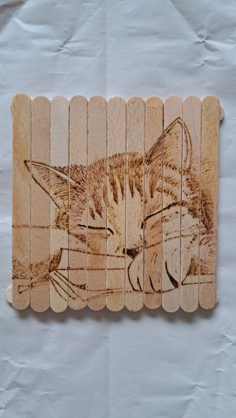 Cute Sleeping Cat, Wood Burning Patterns Stencil, Cat Wood, Burned Wood, Wood Burning Patterns, Wood Cat, Bestie Gifts, Pyrography, Wood Burning