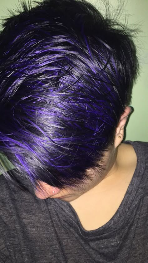 Purple highlights purple hair purple pixie cut Purple Pixie Cut, Highlights Purple, Short Purple Hair, Brown Ombre Hair Color, 2016 Hair, Purple Pixie, Purple Ombre Hair, Dark Purple Hair, Brown Ombre Hair