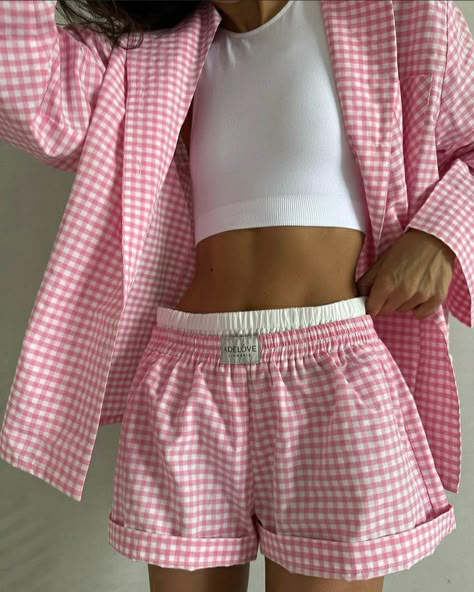 Fall Outfit Casual, Pajama Fashion, Cute Pajama Sets, Cute Pajamas, Aesthetic Outfit, Elastic Waist Shorts, Fashion Fall, Year 2024, Pink Outfits