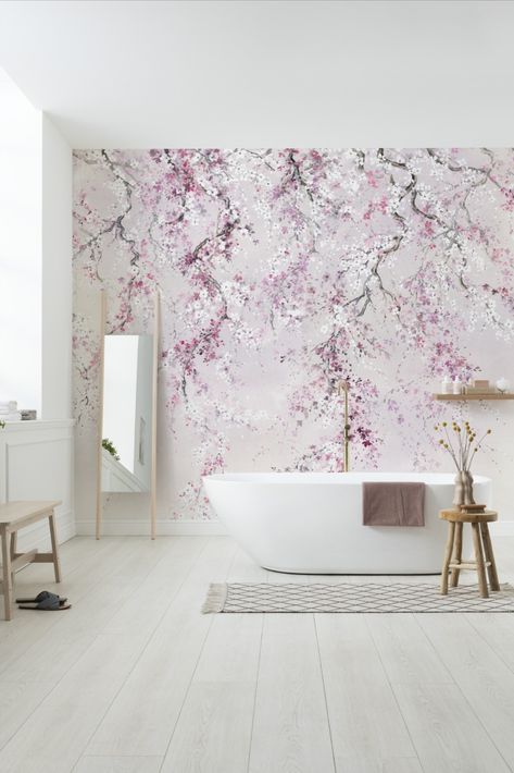 Murs Roses, Cherry Blossom Wallpaper, Blossom Season, Normal Wallpaper, Custom Murals, Standard Wallpaper, Wallpaper Murals, Woven Wallpaper, Forest House