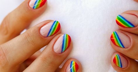 Patrick Nails, Nail Dotting Tool, Pride Nails, Flag Nails, Rainbow Nails Design, Old Nail Polish, Rainbow Nail Art, Feather Touch, Rainbow Palette