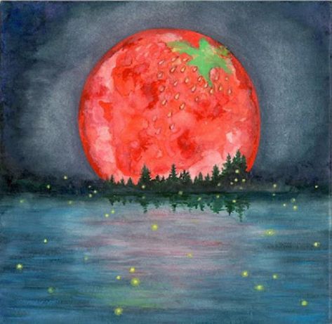 Strawberry Moon (Chakrology) Algonquin Tribe, Full Moon June, Full Strawberry Moon, Full Moon In Sagittarius, Moon Names, Strawberry Moon, Moon Fairy, Strawberry Moons, Sacred Stones