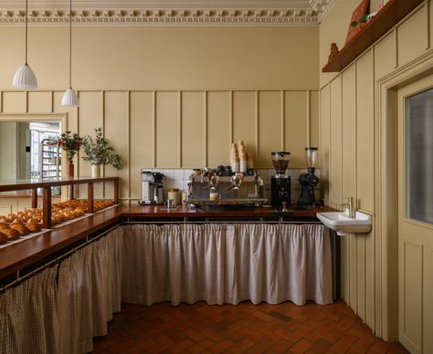 LANNAN BAKERY EDINBURGH - Petite Passport Bakery Interior, Small Bakery, French Bakery, Timber Panelling, Bakery Design, French Cafe, Cafe Interior Design, Commercial Interior Design, Commercial Kitchen