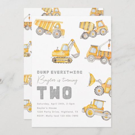 Construction 2nd Birthday Invitation Construction 3rd Birthday, Construction 1st Birthday, Construction Party Invitations, 3rd Birthday Invitation, Construction Invitations, Construction Birthday Invitations, Construction Theme Birthday Party, 2nd Birthday Party For Boys, 2nd Birthday Boys