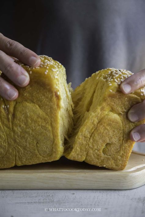 Soft and fluffy Japanese-style milk bread infused with pumpkin puree. The smell of the bread while baking is out of this world! The bread is made with sourdough sweet stiff starter. Pumpkin Milk, Sourdough Pumpkin, Starter Recipes, Discard Recipes, Pumpkin Pie Mix, Sourdough Starter Recipe, Milk Bread, Dough Recipes, Sour Dough