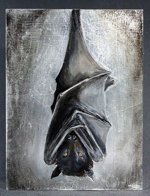 Bat (蝙蝠, Kōmori) Bat Painting, Bat Clip Art, Bat Photos, Panel Painting, Painting Stuff, Bat Art, Bat Tattoo, Spooky Tattoos, Paint Night