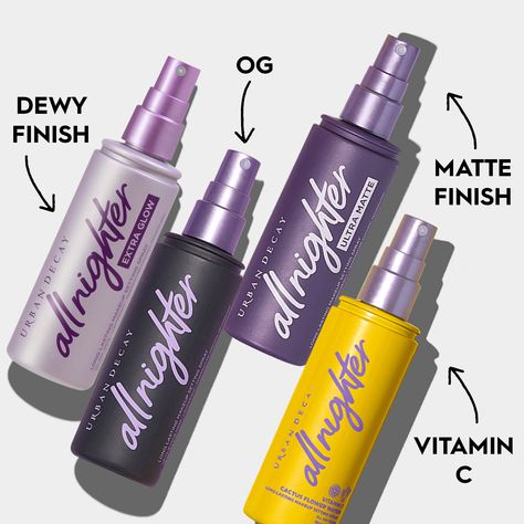 Urban Decay | All-Nighter Extra Glow Dewy Setting Spray Urban Decay Spray, Urban Decay Setting Spray, Hydrating Setting Spray, Makeup Finishing Spray, Hydrating Makeup, Urban Decay All Nighter, Fixing Spray, Urban Decay Cosmetics, Dewy Makeup