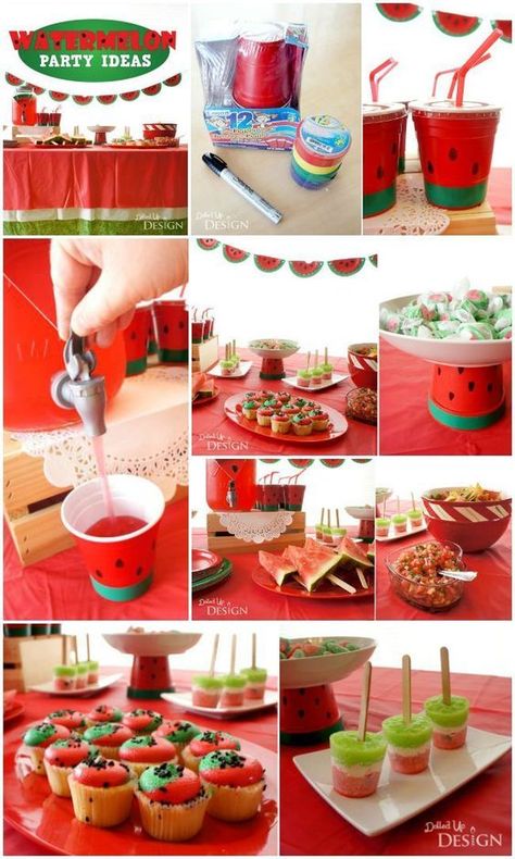 Watermelon Party Ideas - clever DIY watermelon craft & party ideas. Crafts New Years, Watermelon Party Ideas, Watermelon Party Theme, Watermelon Birthday Party Theme, Watermelon Craft, Watermelon Cupcakes, Baby Shower Watermelon, Watermelon Crafts, Yalda Night