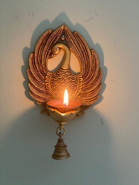 TheGoldenHeritage - Etsy Wall Hanging Lamps, Housewarming Return Gifts, Home Decor Traditional, Diya Lamp, India Home Decor, Handmade Lamp, Goddess Decor, Hanging Lamps, Return Gift