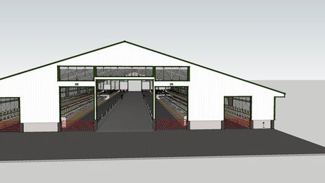 550 Cow Freestall Barn | 3D Warehouse Piggery Farm Design, Cow Stall, Cow Dung Products, Cow Shed Design Plan, Cow Shed Design, Pig Food, Barn Layout, Eid Decoration, Poultry Farm