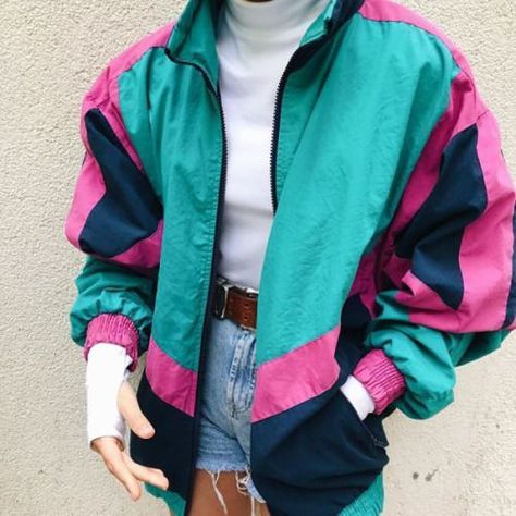 80s Windbreaker Outfit, 80s Neon Outfit, Outfit 80s, 80s Inspired Outfits, 80s Outfits, Windbreaker Outfit, 80s Windbreaker, White Pants Outfit, 90s Clothes