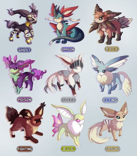 Fan Eeveelutions, Fan Pokemon, Pokemon Stories, Solgaleo Pokemon, Evolution Art, Pokemon Eevee Evolutions, Pokemon Fusion Art, Pokemon Breeds, Pokemon Eeveelutions