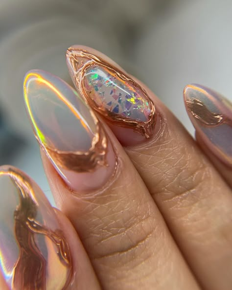 Galactic Nail Designs, Opal Nail Designs, Geode Nail Art, Geode Nails, Opal Nails, Inspiration Nails, Character Design Ideas, Nails 2024, Dope Nails