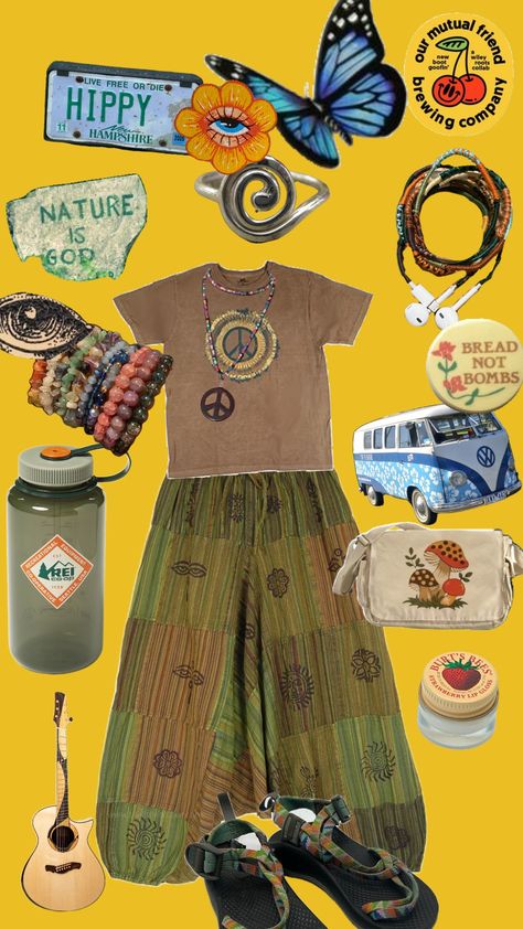 Hippie School Outfits, Hippie Boho Outfits, Boho Hippie Aesthetic, Hippie Aesthetic, Concept Clothing, Granola Girl, Hippie Outfits, Dream Clothes, Outfits Casuales