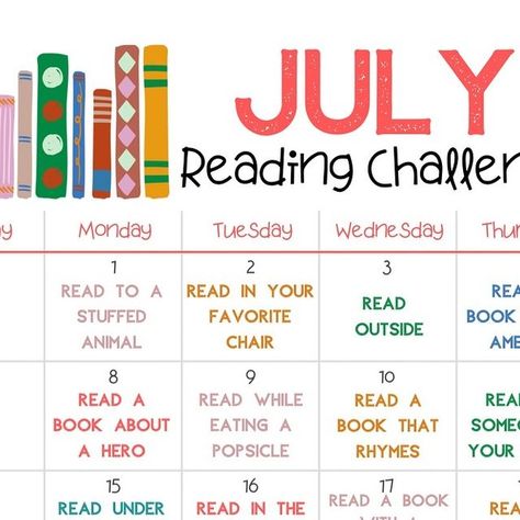 Mrs. Arensberg on Instagram: "I meant to share this earlier 🙈 let’s keep those kids reading as we lead up to another school year! 
Having a hard time getting kids motivated? Follow this fun reading challenge for the month of July! Be sure to tag me in pictures if you decide to follow! 
FREE Download here: https://mrsarensberg.squarespace.com/shop-our-products/p/july-reading-challenge

Check out some other resources while you’re there! ☀️ Happy Summer Reading! 

#mrsarensberg #teacher #teachers #reading #challenge #readingchallenge #july" Month Of July, Reading Challenge, Happy Summer, Kids Reading, Hard Times, Summer Reading, Hard Time, School Year, Favorite Books