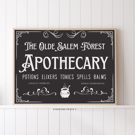 Apothecary Sign Art | Halloween Printable | Halloween Poster | Witchy Print | Vintage Halloween Decor | Potions and Spells | Gothic Decor  ★Included★  This Apothecary Sign print is perfect to make your home spooky and fun for the holidays. Printable Art is available immediately and you are able to be as creative as possible and chose a few or even all prints to mix and match! This purchase is an INSTANT DIGITAL DOWNLOAD. Please note that this listing is for digital files only. No physical produc Halloween Decorations Apothecary, Apothecary Crafts, Apothecary Poster, Potion Shop Sign, Spooky Apothecary, Apothecary Sign, Halloween Apothecary Sign, Apothecary Signs Vintage, Witchy Aesthetics