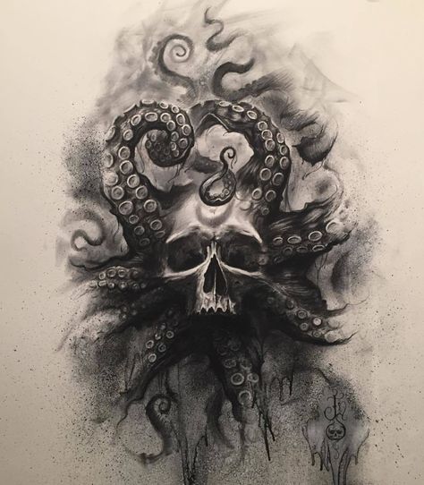 Tentacle Tattoo, Cthulhu Tattoo, Octopus Skull, Kraken Tattoo, Octopus Tattoo Design, Pirate Tattoo, Octopus Tattoos, Nautical Tattoo, Skulls Drawing