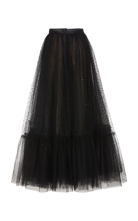 Full Skirt Outfit, Rok Tile, Tulle Skirt Black, Organza Blouse, Tulle Midi Skirt, Embroidered Tulle, Marchesa, Dance Outfits, Skirt Outfits