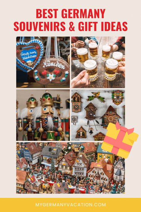 If you’re planning to visit Germany you might be wondering how you can take a piece of Germany home with you. Or maybe you’re looking for fun things to bring home for family and friends. Or perhaps you’re looking for a Germany-inspired gift to buy before or after your trip to Germany. From beer steins, Christmas decorations, cuckoo clocks, traditional snacks, our guide has the best German gift ideas and souvenirs to give to your loved ones! Souvenirs From Germany, German Souvenirs Ideas, Manheim Germany, German Souvenirs, German Snacks, Passau Germany, Gift Shop Displays, Trip To Germany, Souvenir Ideas