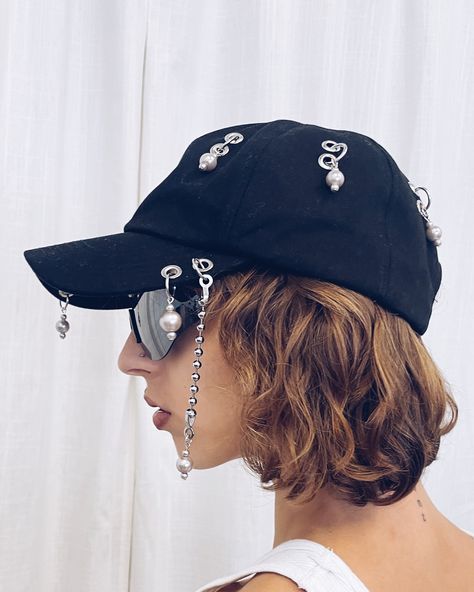 🧢 @daddy_longlegs___ in our NEW Pearl Pierced Baseball Cap ✨✨✨ Available online 💻 www.natashia.studio Baseball Cap Decorating Ideas, Diy Caps, Custom Caps, Diy Store, August 9, New Era Cap, Baseball Hat, Hat Fashion, Streetwear Fashion