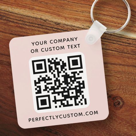 $7.50 | Logo, QR code text double sided light blush pink Keychain #customqrcodeandtext #smallbusinesspromotionmoreinfo #urlwebsitetemplatefield #simplecompanypromotionalkeychain #addyourowncustomlogo #palepastellightblushpink Qr Code Keychain, Code Text, Light Blush Pink, Pink Keychain, Qr Code Business Card, Black Keychain, Blue Keychain, Cadeau Photo, Minimalist Gifts