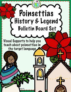 Paper Poinsettia Craft for Spanish Class Poinsettia Craft, Legend Of The Poinsettia, Paper Poinsettia, Class Bulletin Boards, Spanish Classroom Activities, Creative Teaching Press, Visual Supports, Spanish Lesson Plans, School Lesson Plans