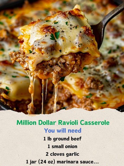 Lasagna Soup With Ravioli, Million Dollar Ravioli Lasagna, Million Dollar Ravioli Casserole, Alexanders Recipes, Ravioli Lasagna Bake, Million Dollar Ravioli, October Baking, Timeless Recipes, Sunday Meals