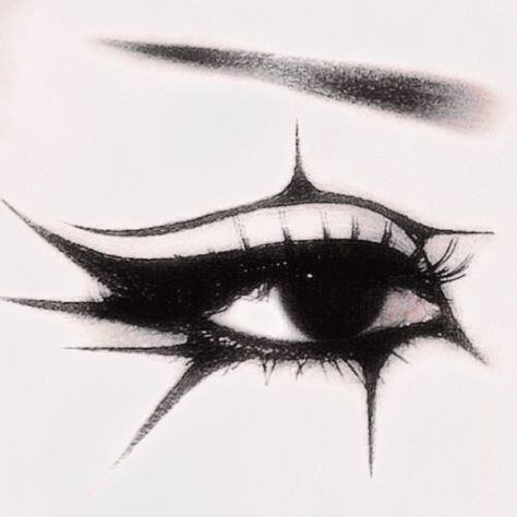 Gothic Heart Drawing, Eyelash Drawing Reference, Super Long Eyelashes, Eyelashes Drawing, Vampire Eyes, Gothic Hairstyles, Demon Eyes, Black Eyeshadow, Female Eyes