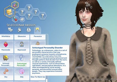 Schizotypal Personality Disorder mod for Sims 4 Mod For Sims 4, Sims Traits, Los Sims 4 Mods, Sims 4 Traits, Sims 4 Cas Mods, The Sims 4 Packs, Personality Characteristics, Sims 4 Body Mods, Sims 4 Expansions