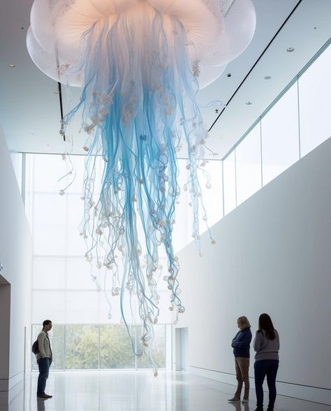 Jellyfish Installation, Pinterest Room, Hanging Sculpture, Photo Zone, Mixed Media Sculpture, Pinterest Room Decor, Underwater World, Design Floral, Jellyfish