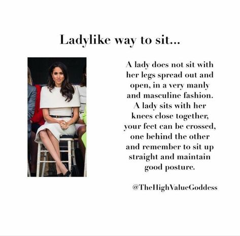 Sitting Etiquette Women, Lady Ettiquite, How To Act Like A Lady, Elegant Etiquette, Ladylike Etiquette, Elegance Tips, Etiquette For A Lady, Classy Tips, Ettiquette For A Lady