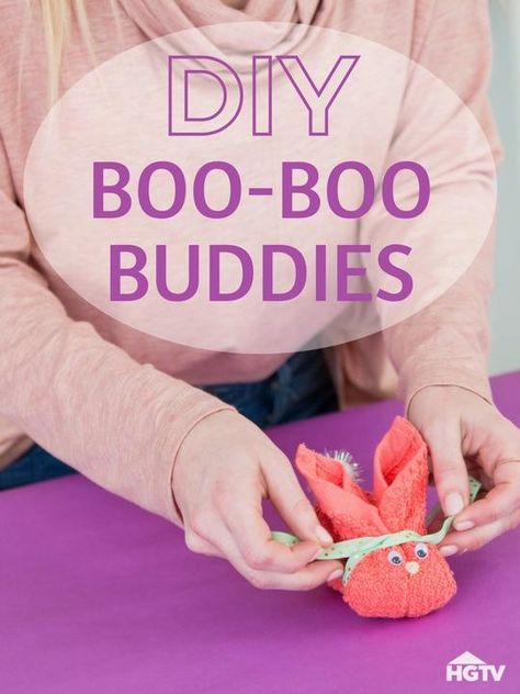 DIY Boo-Boo Buddies for All the Aches and Pains Booboo Bunny Diy, Diy Boo Boo Bunny, Boo Boo Bunny Ice Packs Diy, Washcloth Crafts Diy, Booboo Bunny, Boo Boo Bunny, Diy Ice Pack, Diy Kids Crafts, Washcloth Animals