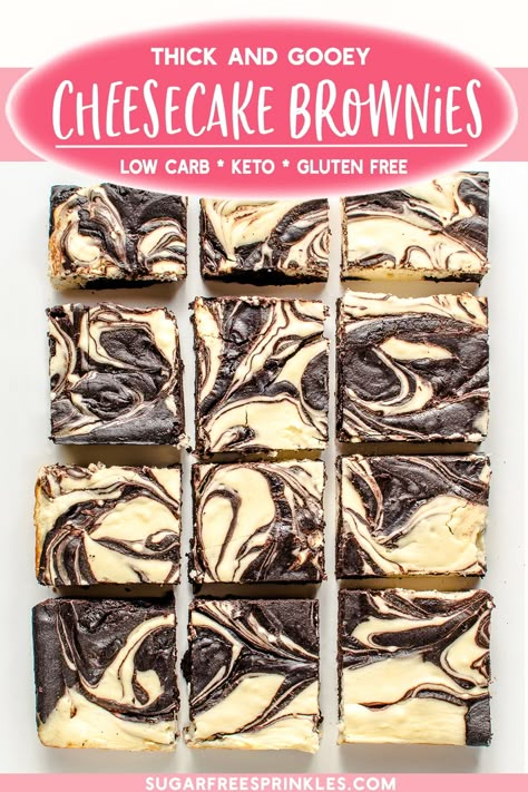 Keto Cheesecake Brownies, Low Carb Brownies, Low Carb Low Fat Recipes, Low Carb Ice Cream, Low Carb Cheesecake, Keto Gluten Free, Homemade Cheesecake, Keto Friendly Desserts, Gluten Free Brownies