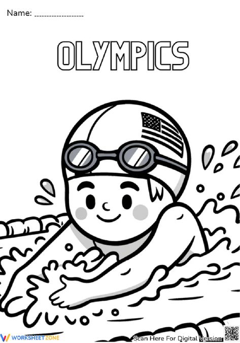 Swimming Activities For Kids, Sports Coloring Pages, Olympic Swimming, Olympic Swimmers, Summer Games, Olympic Sports, Color Worksheets, Cool Coloring Pages, Summer Olympics