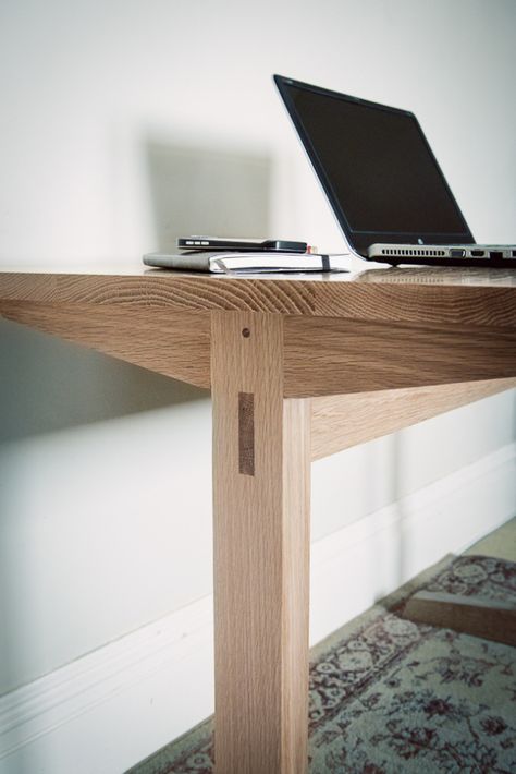 Desk-5208-Edit Things With Friends, How To Build A Desk, Trestle Desk, Woodworking Cabinets, Desk Legs, Pc Desk, Oak Desk, Lift Top Coffee Table, Diy Desk