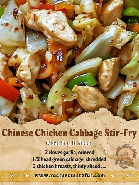 USA RECIPES COMMUNITY | Chinese Chicken Cabbage Stir-Fry 😍😋 | Facebook Chinese Chicken Cabbage Stir Fry, Chicken Cabbage Recipes, Cabbage And Chicken Recipes, Meals With Cabbage, Cabbage Stir Fry Recipes, Chicken And Cabbage Recipes, Chicken And Cabbage Stir Fry, Chinese Cabbage Recipe, Cabbage Fry