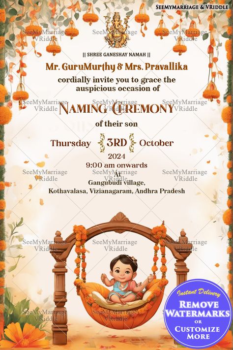 Name Ceremony Invitation Card, Naming Ceremony Invitation Card Template, Namakaranam Invitation, Indian Naming Ceremony Invitation, Janoi Ceremony Invitation Card, Name Ceremony, Ceremony Invitation Card, Naming Ceremony Invitation, Ceremony Invitation