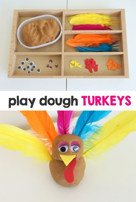 Turkey Play Dough Kit {perfect for Thanksgiving!} | Mama.Papa.Bubba. Thanksgiving Activities For Toddlers, November Preschool, Play Dough Kits, Happy Home Fairy, Thanksgiving Toddler, Preschool Thanksgiving, Thanksgiving Crafts Preschool, Thanksgiving School, Playdough Activities