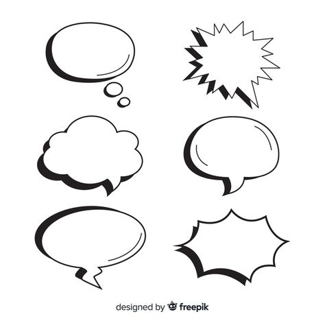 Pack of empty speech bubbles for comics | Free Vector #Freepik #freevector #design Comic Bubble, Journal Elements, Create A Comic, Word Bubble, Photoshop Backgrounds Free, Doodle Notes, Text Bubble, Speech Bubbles, Doodle Icon