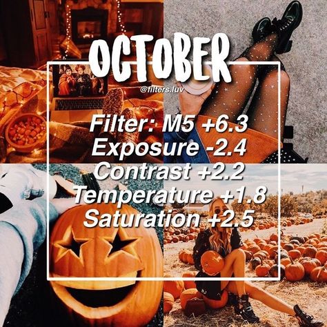 filters.luv on instagram — “October🎃 ✧･ﾟ: *✧･ﾟ:* ✧･ﾟ: *✧･ﾟ: [🍁]intro: hello! welcome to my Instagram 𝗳𝗶𝗹𝘁𝗲𝗿𝘀.𝗹𝘂𝘃 :) I’m new to this whole filter thing, but I hope…” #filter #vsco #vscocam #vscocamfilters #instagram #instagramfilter Fall Vsco, Halloween Filters, Vsco Filter Free, Vibes Photography, Vsco Themes, Best Vsco Filters, Vintage Photo Editing, Autumn Instagram, Phone Photo Editing