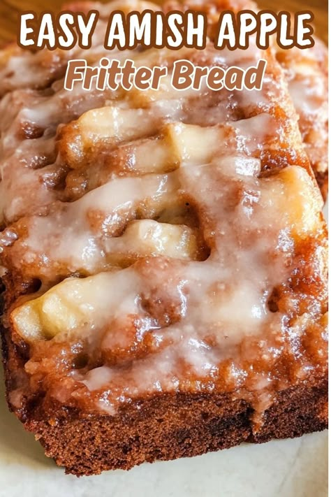 Easy Amish Apple Fritter Bread Apple Amish Bread, Amish Fritter Bread, Apple Bread Loaf Recipe, Apple Loaf Bread Recipe, Easy Amish Bread, Cinnamon Apple Fritter Bread, Apple Fritter Loaf Recipe, Easy Fall Recipes Dessert Apple, Amish Apple Bread Recipe