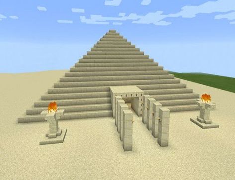 Simple pyramid Egyptian Minecraft, Fire Pit Minecraft, Minecraft Pyramid, Desert Kingdom, Minecraft Desert, Minecraft Village, Minecraft Images, Village Ideas, Minecraft Structures