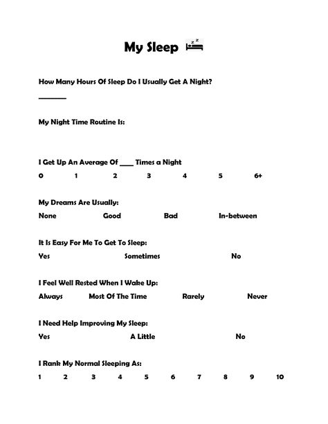 Ctss Activities, Sleep Worksheet, Sleep Hygiene Worksheet, Therapy Worksheets For Kids, Therapy Binder, Therapy Ideas For Kids, Emotional Journal, Social Skills Worksheets, Counseling Teens