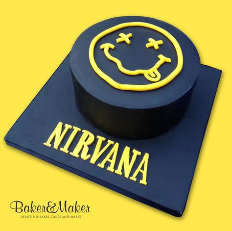 Nirvana Birthday Cake, Nirvana Cake, Cake Minimal, 28th Birthday Cake, Tattoo Party, Cake Band, Dance Cakes, 20 Birthday Cake, 40th Cake