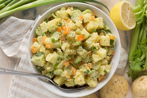 Vegan Potato Salad Recipe, Vegan Potato Salad, Homemade Cashew Milk, Bruschetta Pasta, Meatless Burgers, Potato Salad Dressing, Vegan Potato Salads, Cheese Potato, Veggie Dogs