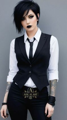 Style Short Hair Black Women, Short Hair Black Women, Style Short Hair, Hair Black Women, Goth Outfit, Short Hair Black, Looks Street Style, Gothic Beauty, Hair Black